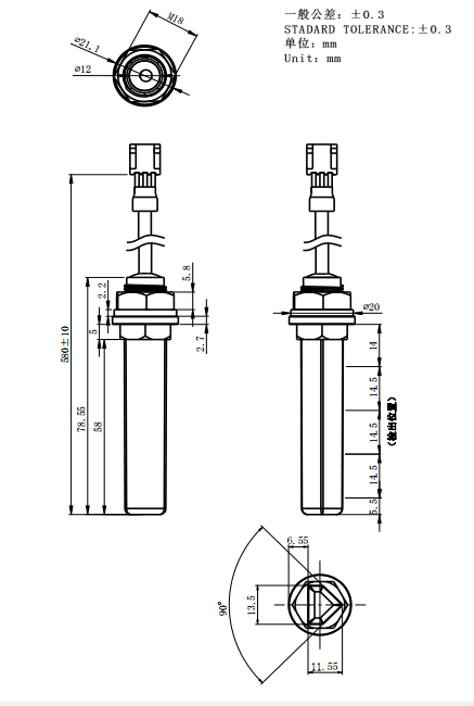 COL-304-01 outline drawing